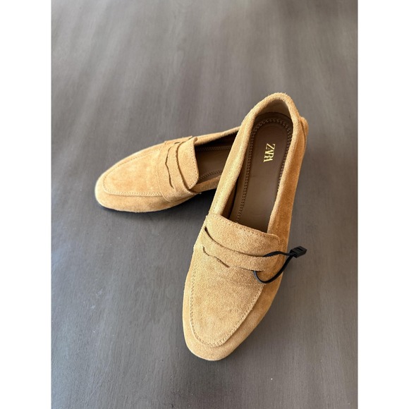 Zara Shoes Womens Size 5.5 Brown Suede Loafers Slip On Cushioned Flats - Picture 7 of 16